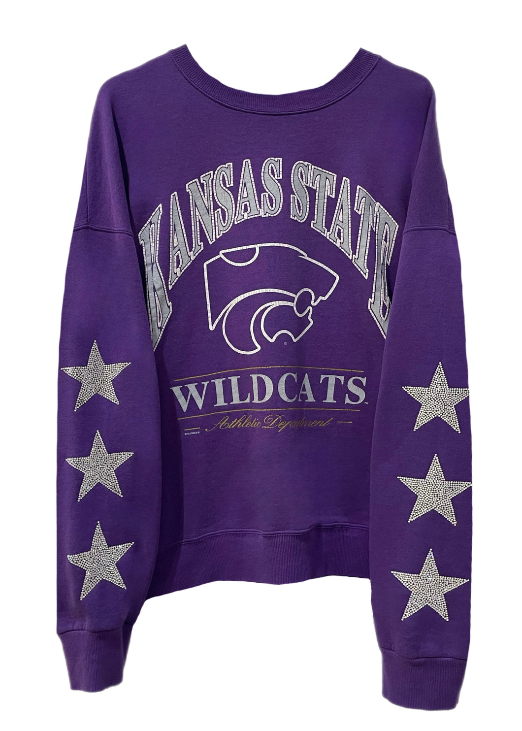 Kansas State University, One of a KIND Vintage Wildcats Sweatshirt with Three Crystal Star Design