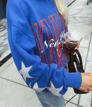 Load image into Gallery viewer, New York NY Knicks, Basketball One of a KIND Vintage Sweatshirt with Three Crystal Star Design
