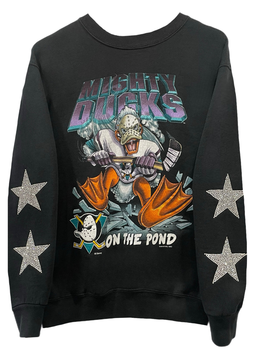 Anaheim Ducks, NHL One of a KIND Vintage “Mighty Ducks” Sweatshirt with Crystal Star Design - Size: Small
