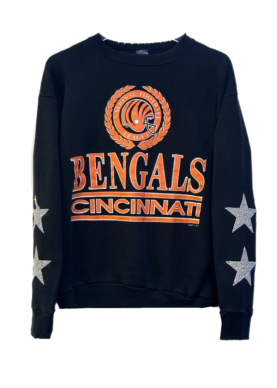 Cincinnati Bengals, Football One of a KIND Vintage Sweatshirt with Crystal Star Design, Custom Name & Number