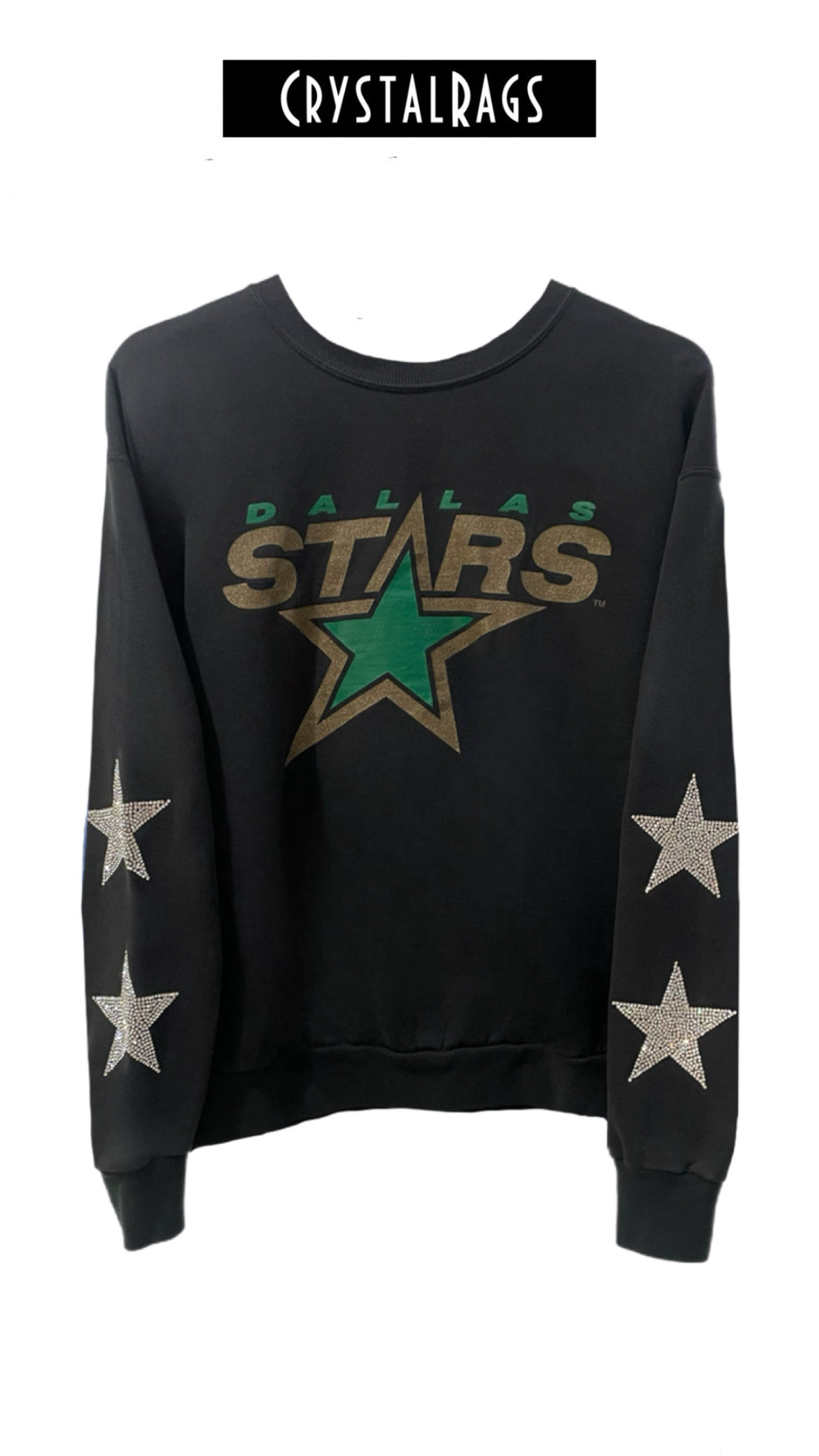 Dallas Stars, Hockey One of a KIND Vintage Sweatshirt with Crystal Stars Design