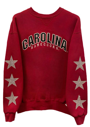 ShopCrystalRags Carolina Panthers, NFL One of A Kind Vintage Sweatshirt with Three Crystal Star Design