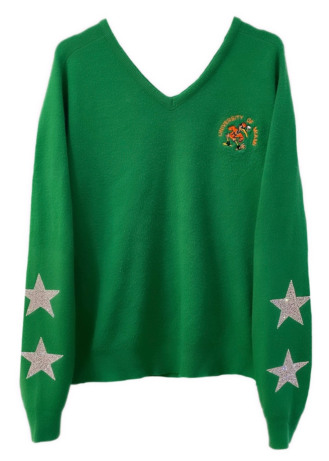 University of Miami, One of a KIND Vintage Rare Find Miami Hurricanes Sweater with Crystal Star Design