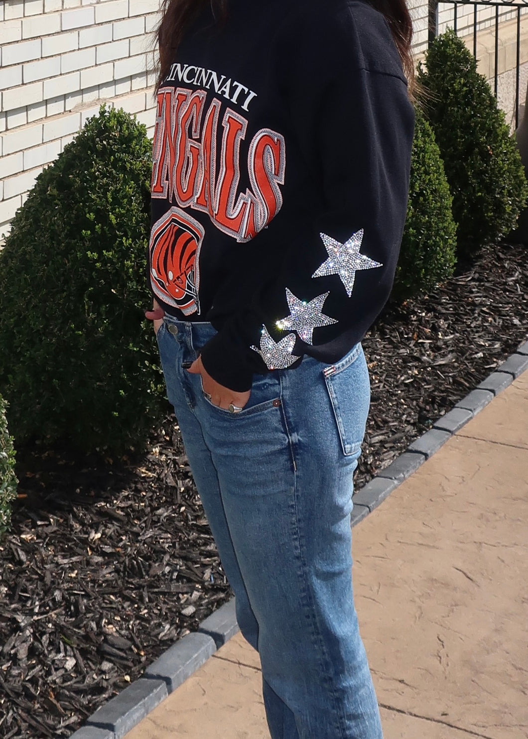 Cincinnati Bengals, Football One of a KIND Sweatshirt with Three Crystal Star Design