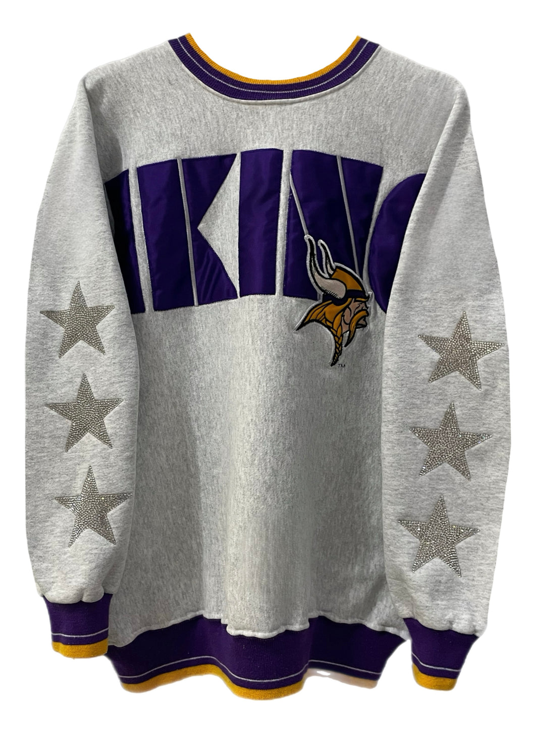 Minnesota Vikings, NFL One of a KIND Vintage Sweatshirt with Three Crystal Star Design