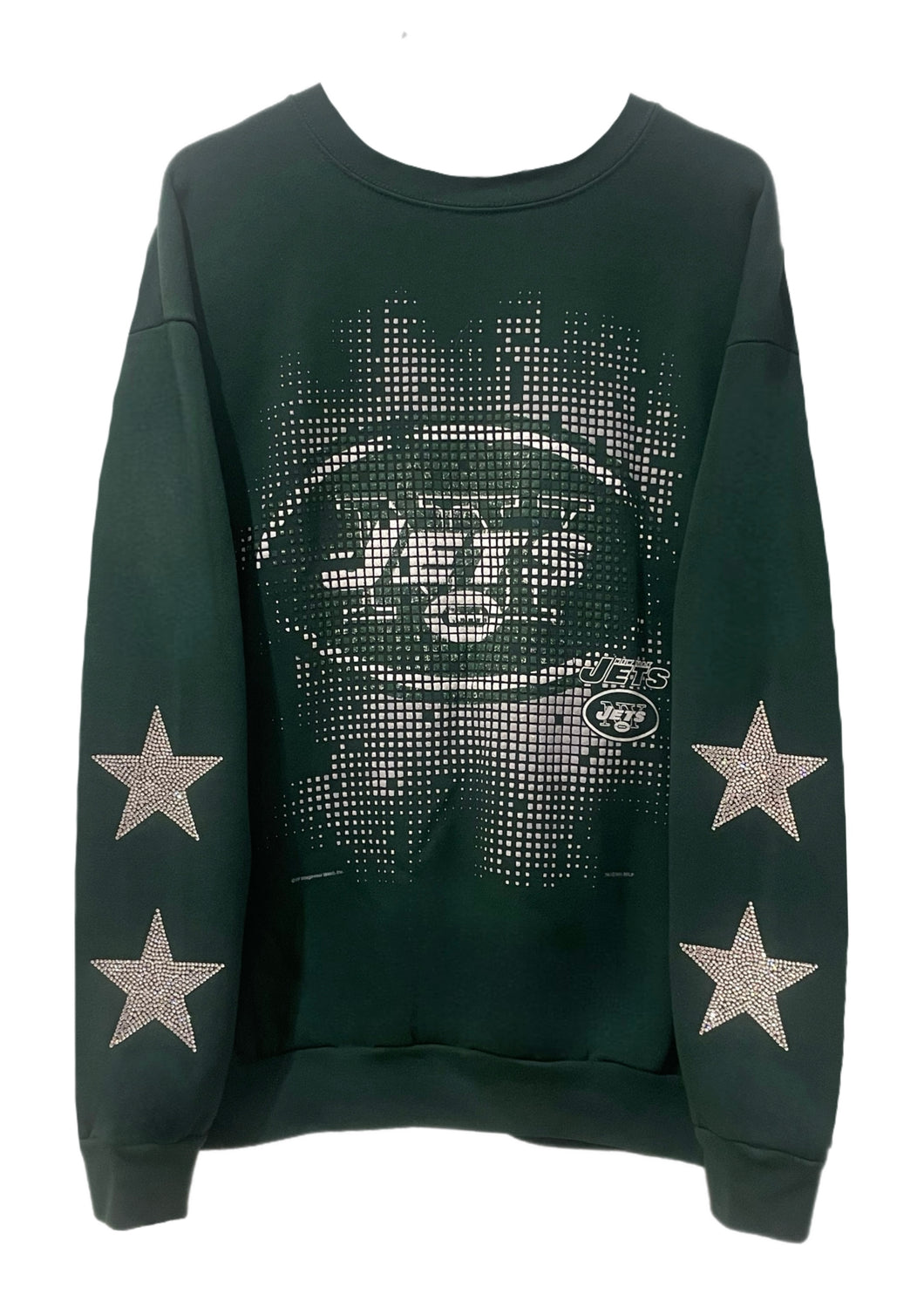 New York Jets, NFL One of a KIND Vintage Sweatshirt with Crystal Star Design
