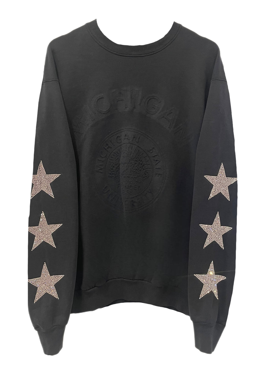 Michigan State University, One of a KIND Vintage Sweatshirt with Three Crystal Star Design