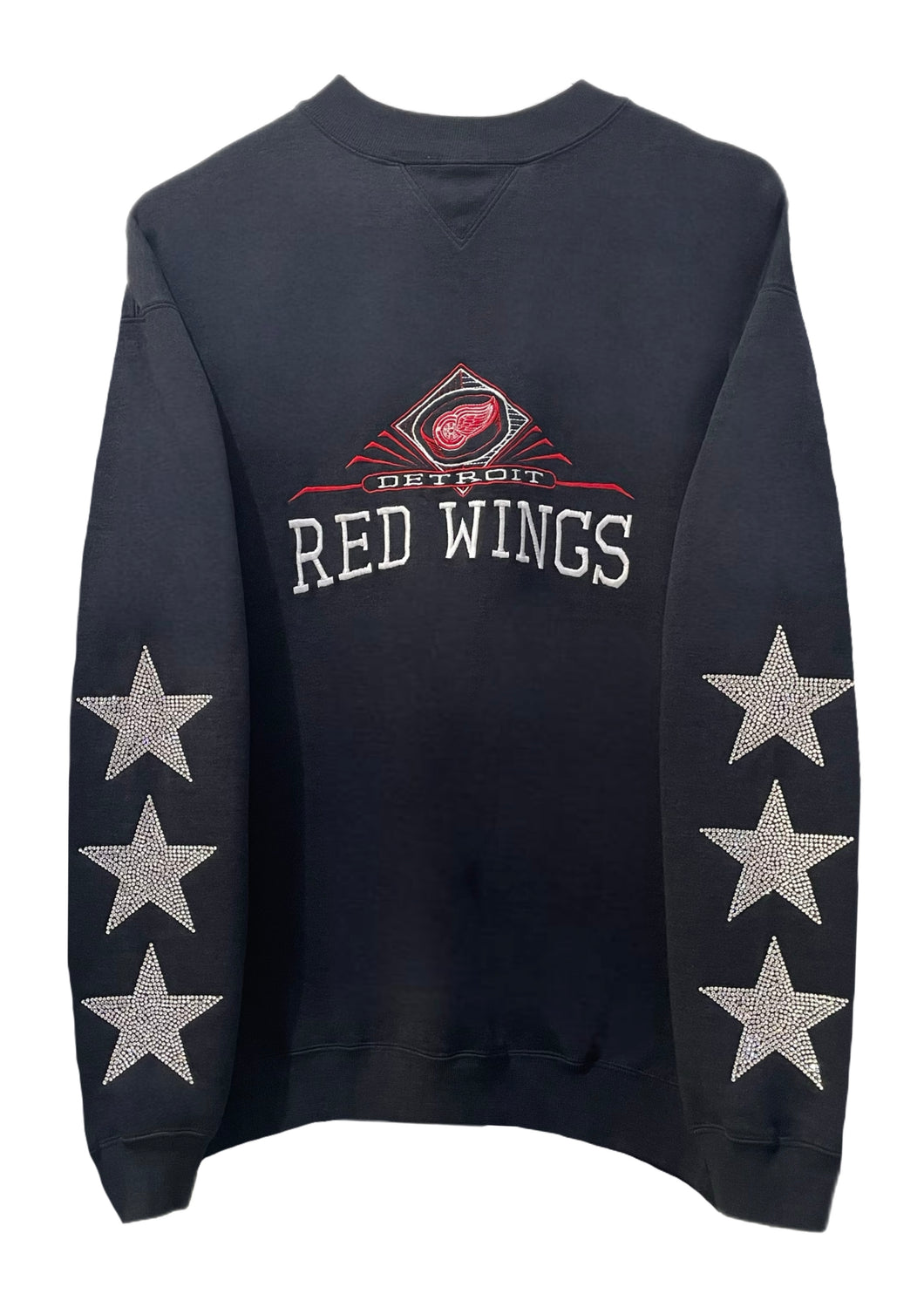 Detroit Red Wings, Hockey One of a KIND Vintage Sweatshirt with Crystal Three Star Design