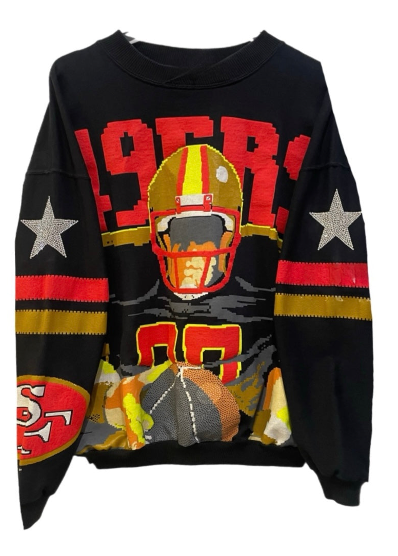 San Francisco 49ers, Football One of a KIND Vintage “Super Rare Find Collectors Piece” Sweatshirt with Crystal Star Design