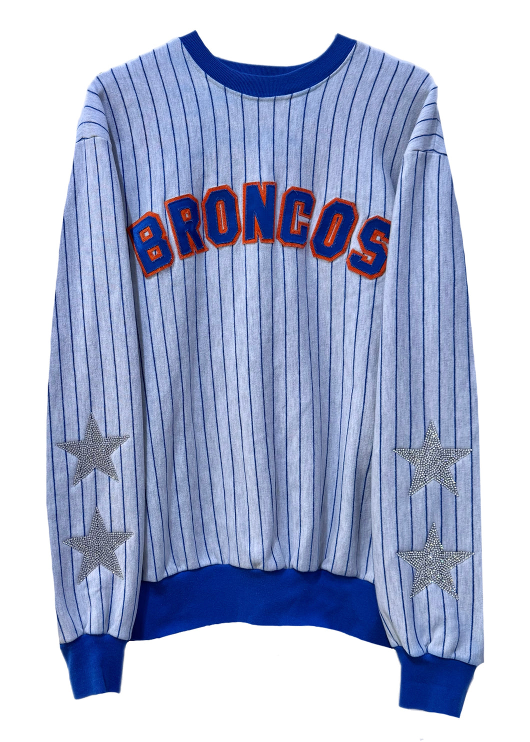 Denver Broncos, Football One of a KIND Vintage Sweatshirt with Crystal Star Design and Custom Name & Number