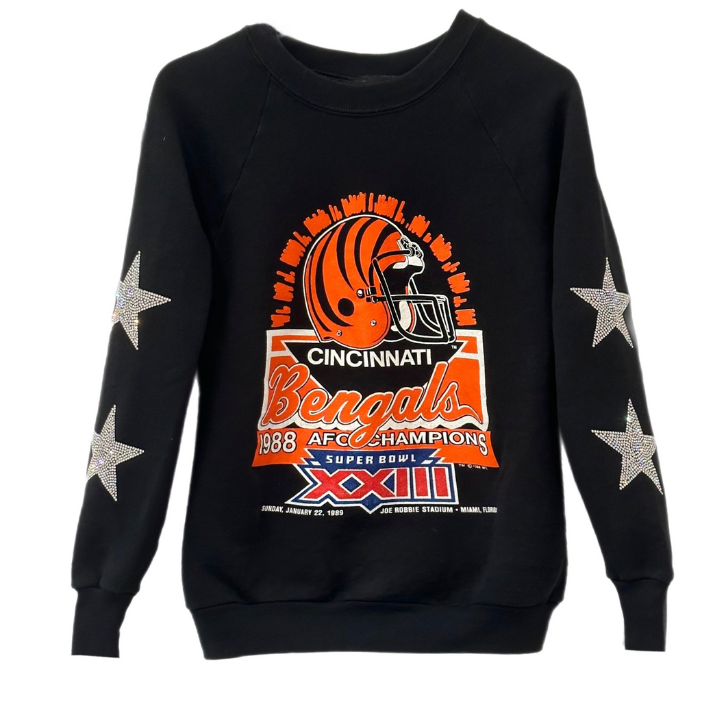 Cincinnati Bengals, Football One of a KIND Vintage Sweatshirt with Crystal Star Design