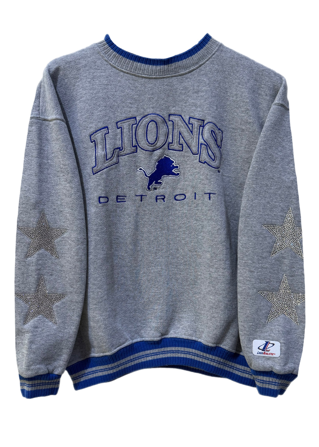 Detroit Lions, Football One of a KIND Vintage Sweatshirt with Crystal Star Design