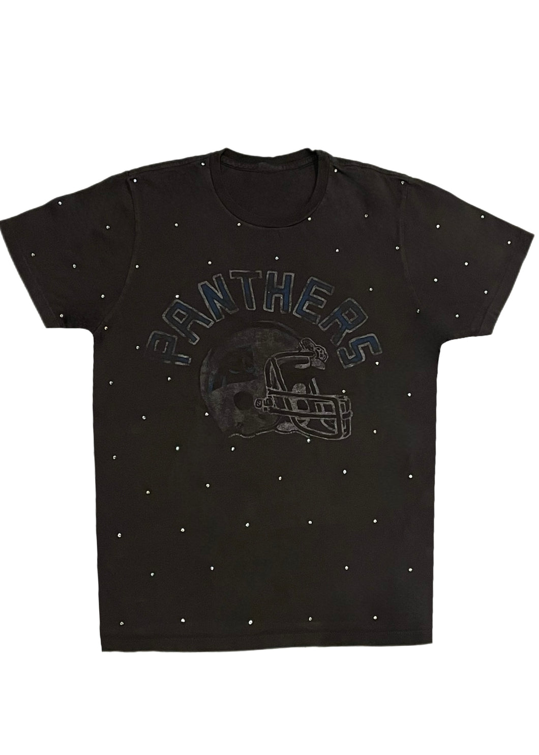 Carolina Panthers, NFL One of a KIND Vintage Soft Tee with Overall Crystal Design