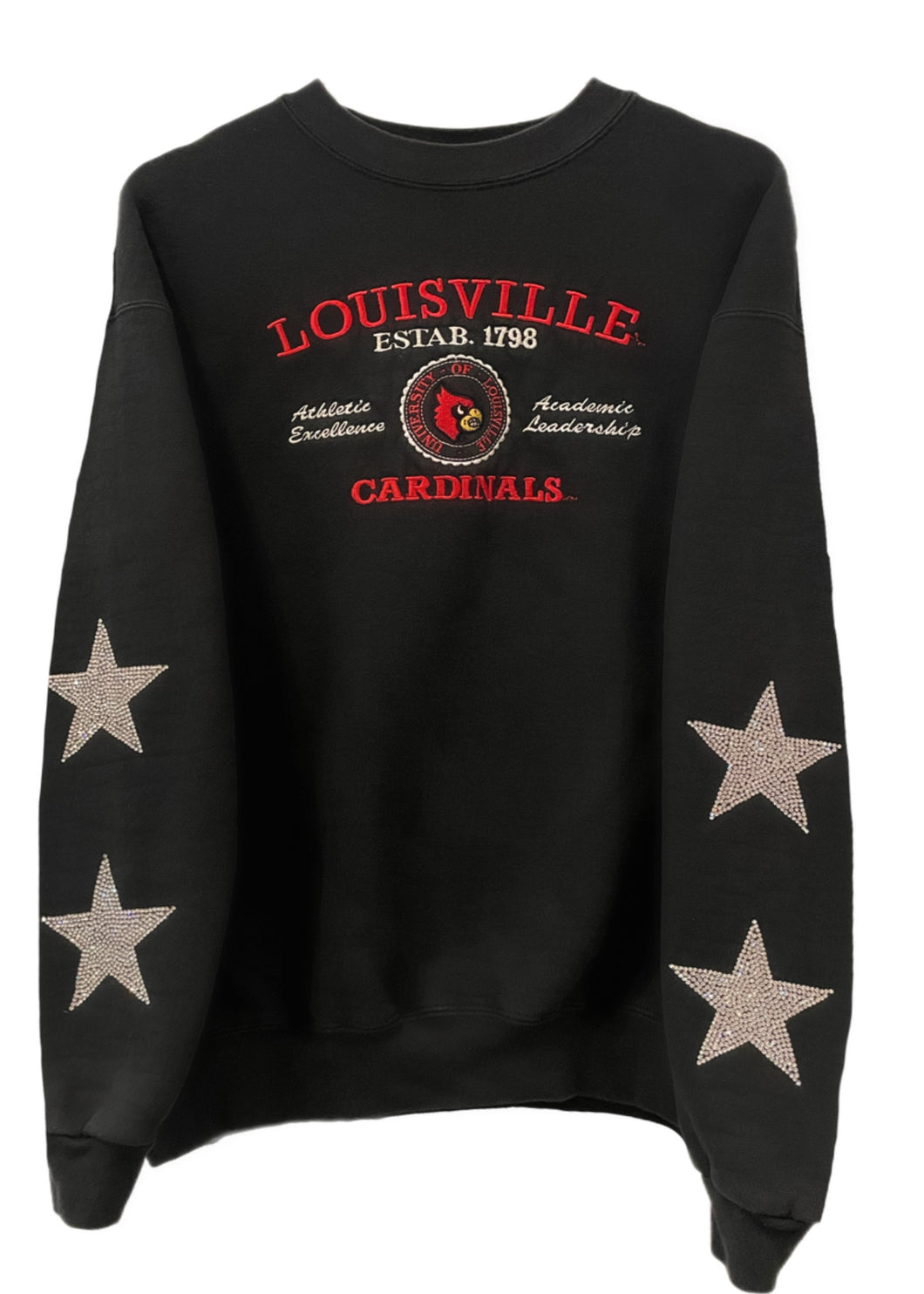 University of Louisville, Cardinals, One of a KIND Vintage Sweatshirt with Crystal Star Design