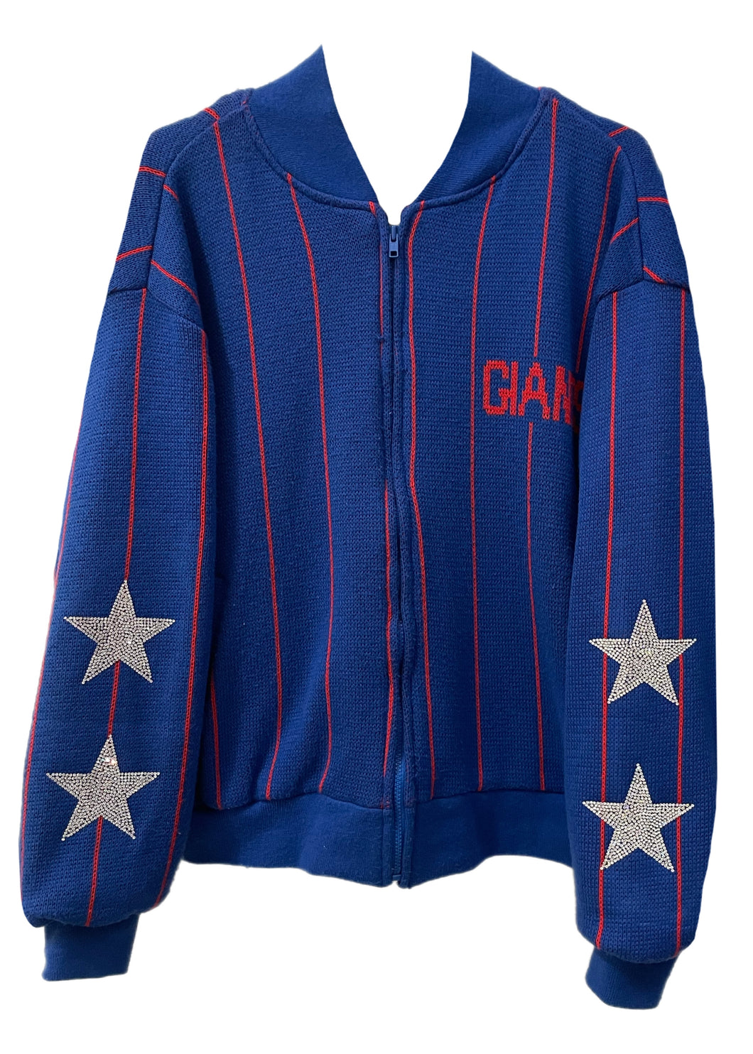 NY Giants, Football One of a KIND Vintage Knit Jacket with Crystal Star Design