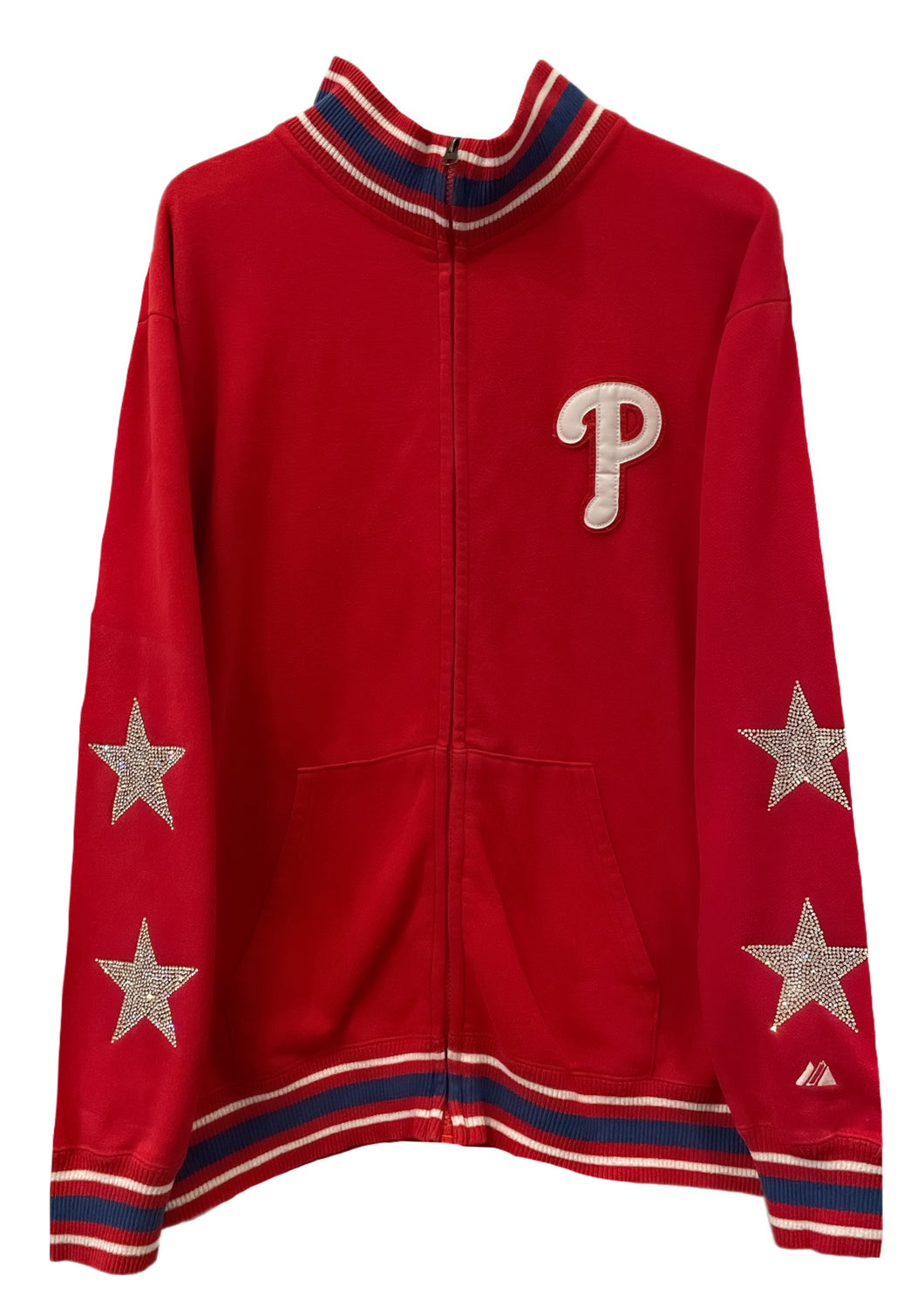 Philadelphia Phillies, MLB One of a KIND Vintage Zip Up with Crystal Star Design
