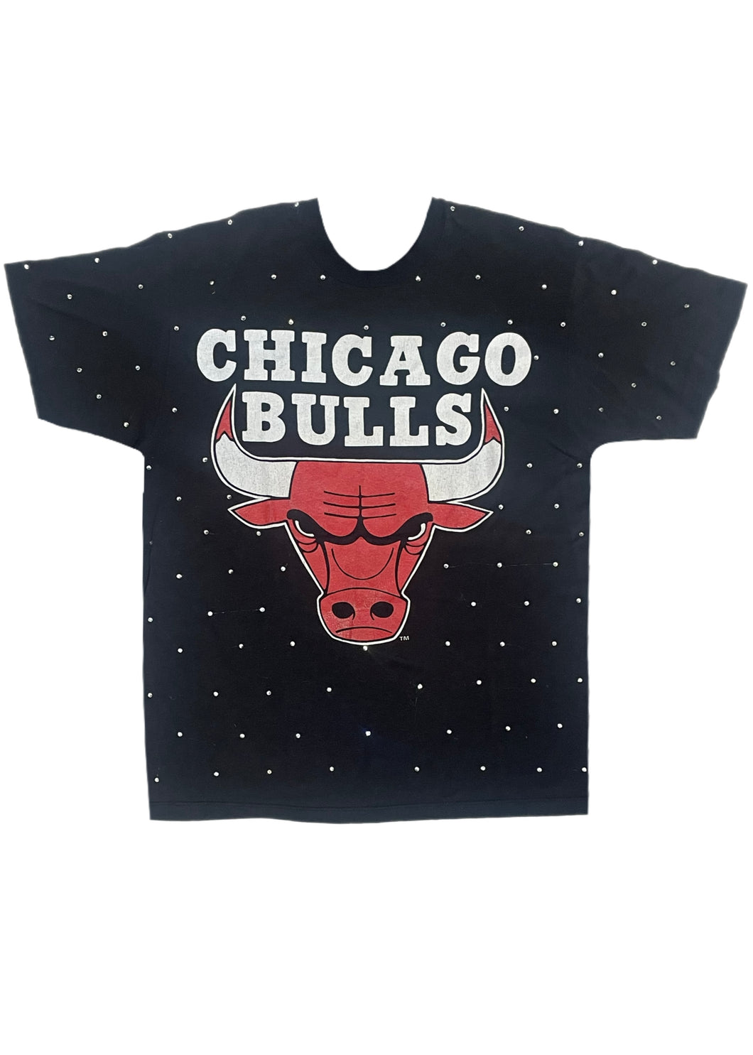 Chicago Bulls, NBA One of a KIND Vintage Tee with Overall Crystal Design