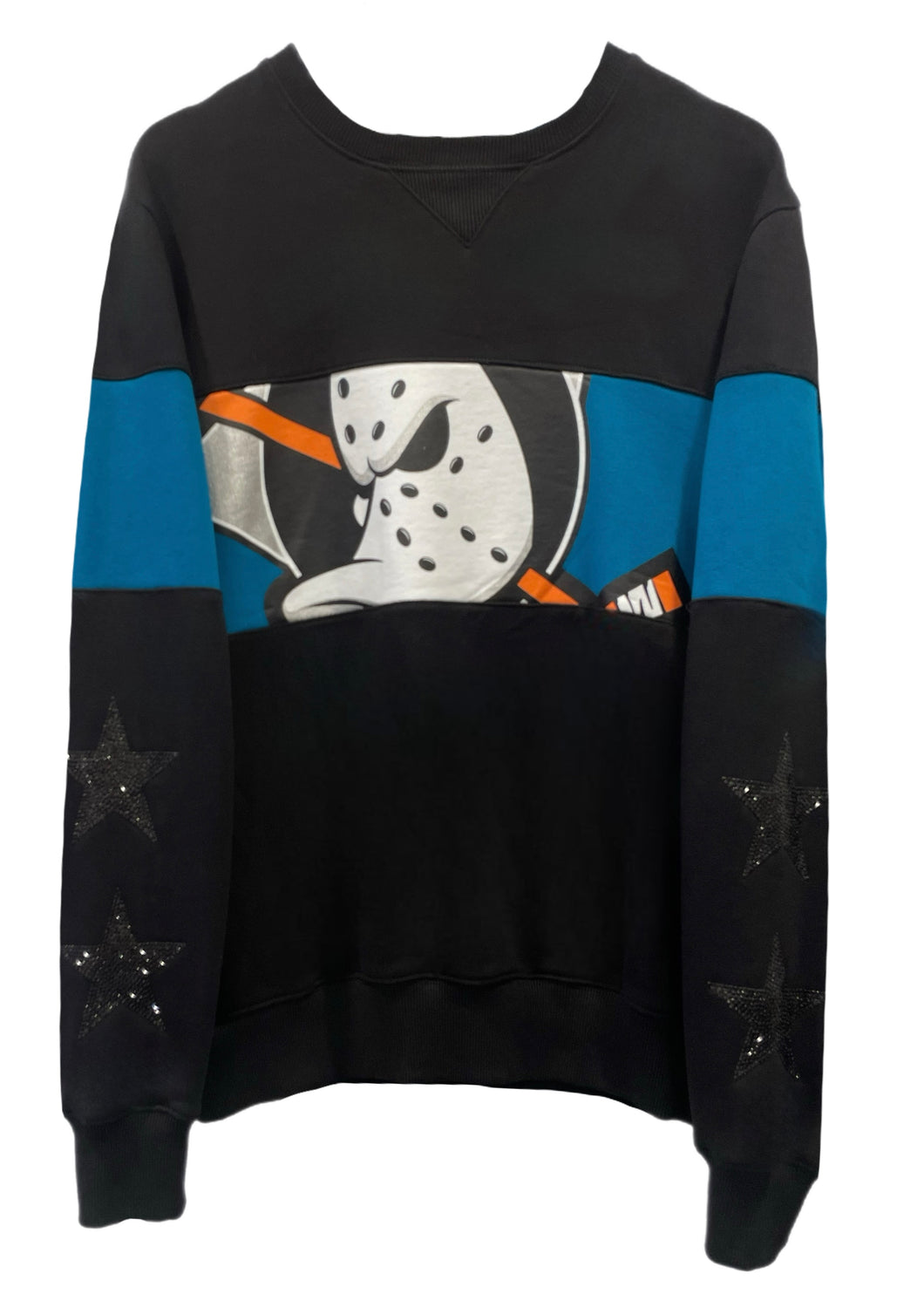 Anaheim Ducks, NHL One of a KIND Vintage “Mighty Ducks” Rare Find Sweatshirt with Black Crystal Star Design - Size: M/L