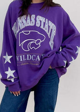 Load image into Gallery viewer, Kansas State University, One of a KIND Vintage Wildcats Sweatshirt with Three Crystal Star Design
