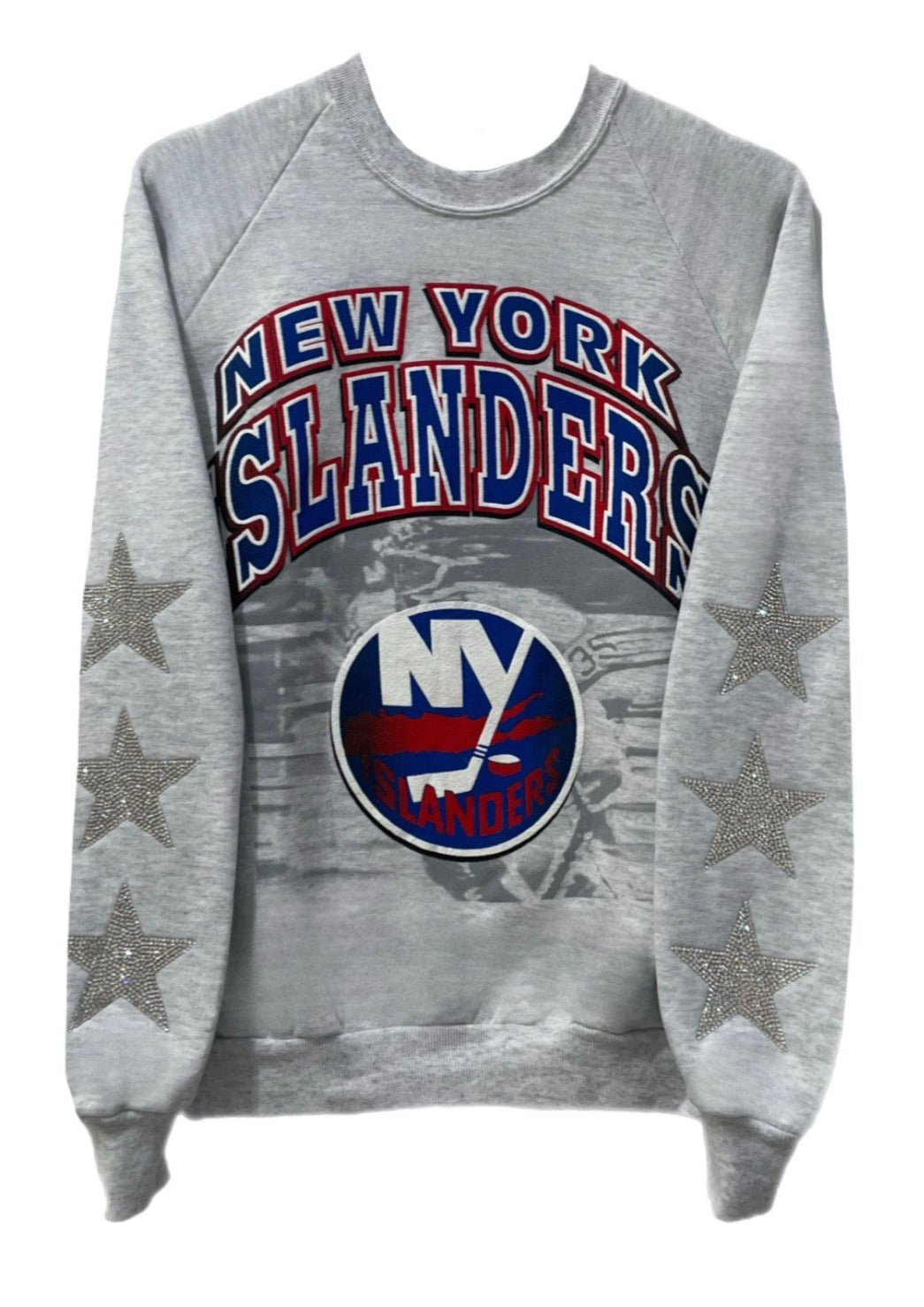 NY Islanders, Hockey One of a KIND Vintage Sweatshirt with Three Crystal Star Design