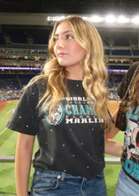 Load image into Gallery viewer, Miami Marlins, Baseball One of a KIND Vintage Tee with Overall Crystal Design
