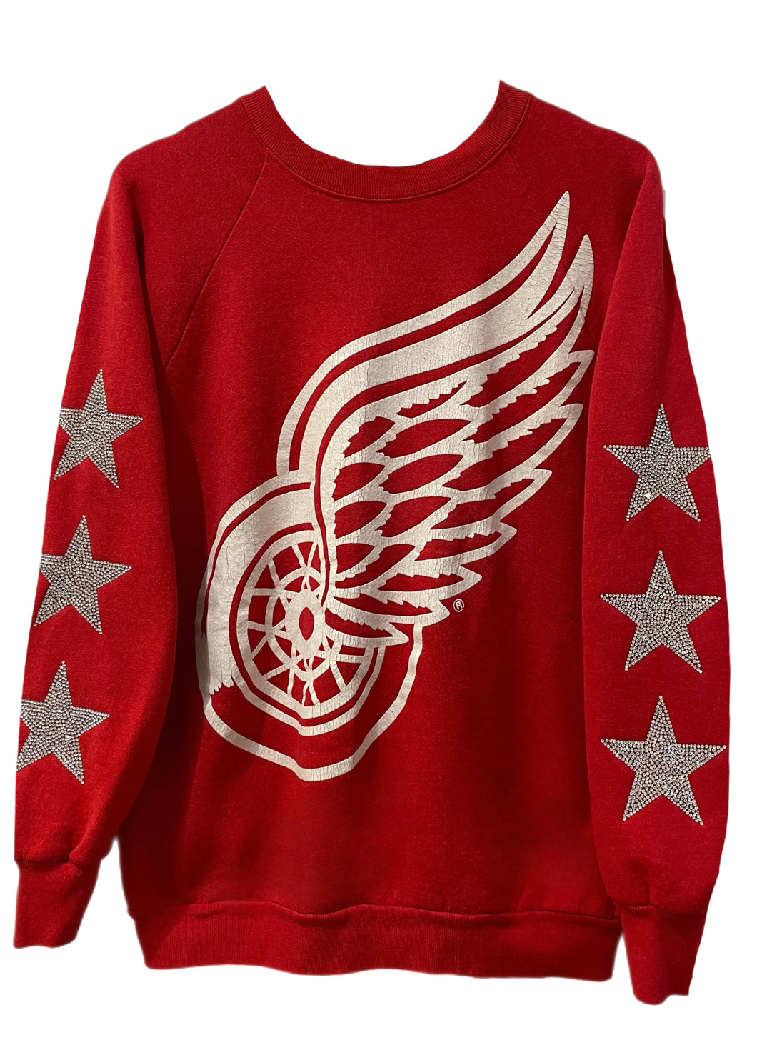 Detroit Red Wings, Hockey One of a KIND Vintage 1990’s Sweatshirt with Three Crystal Star Design