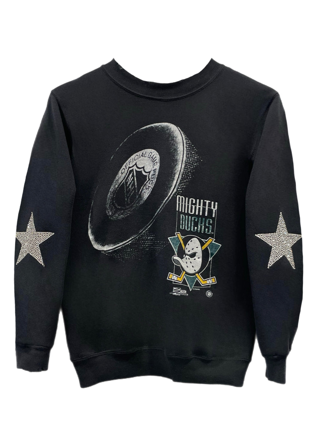 Anaheim Ducks, NHL One of a KIND Vintage “Mighty Ducks” Sweatshirt with Crystal Star Design - Size: Kids M/L