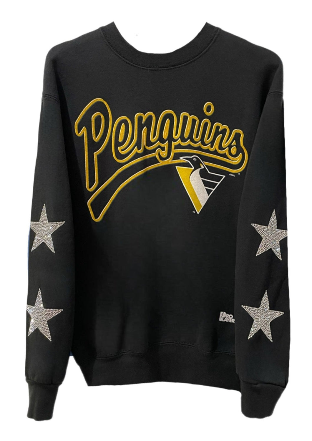 Pittsburgh Penguins, NHL One of a KIND Vintage Sweatshirt with Crystal Star Design