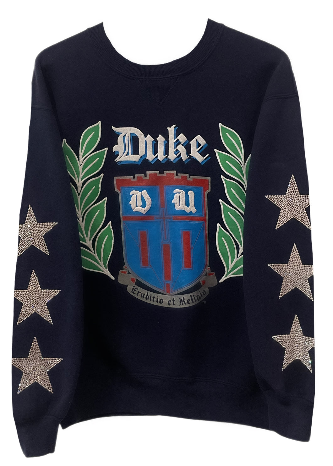 Duke Univeristy, One of a KIND Vintage Sweatshirt with Three Crystal Star Design