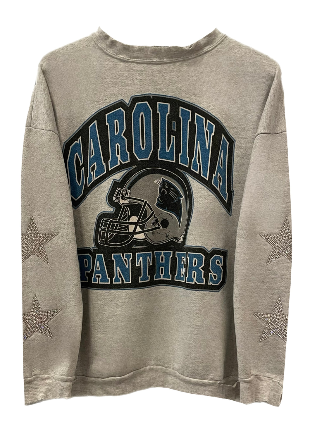 Carolina Panthers, Football One of a KIND Vintage Football Sweatshirt with Crystal Star Design