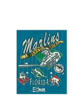 Load image into Gallery viewer, Miami Marlins, MLB One of a KIND Vintage Tee with Overall Crystal Design
