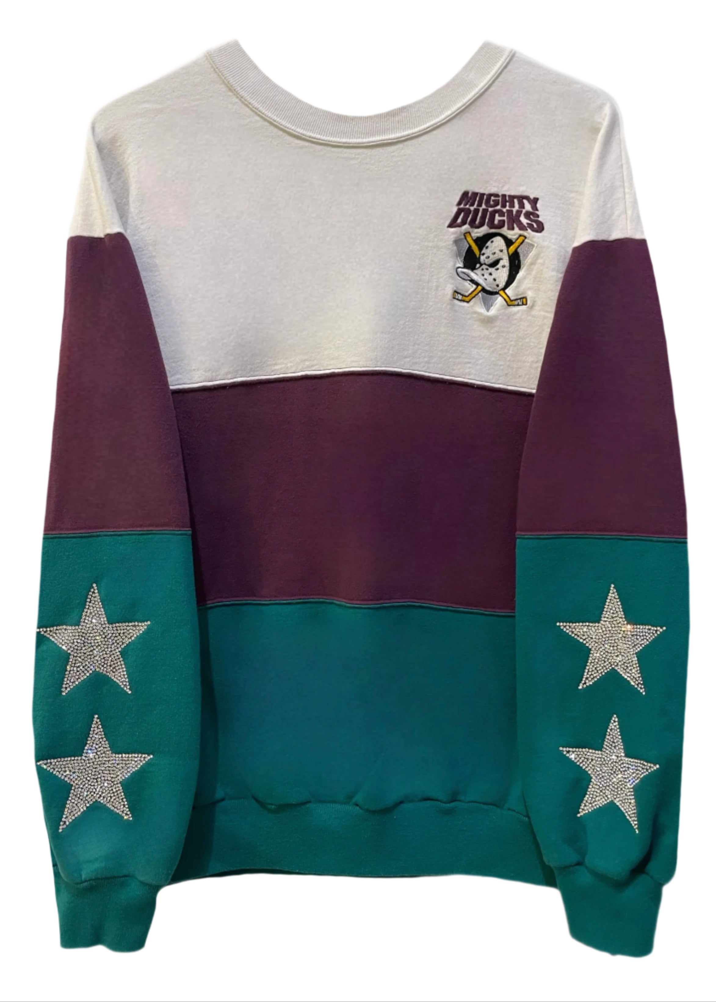Anaheim Ducks, Hockey NHL One of a KIND “Rare Find” Vintage Mighty Ducks Sweatshirt with Crystal Star Design