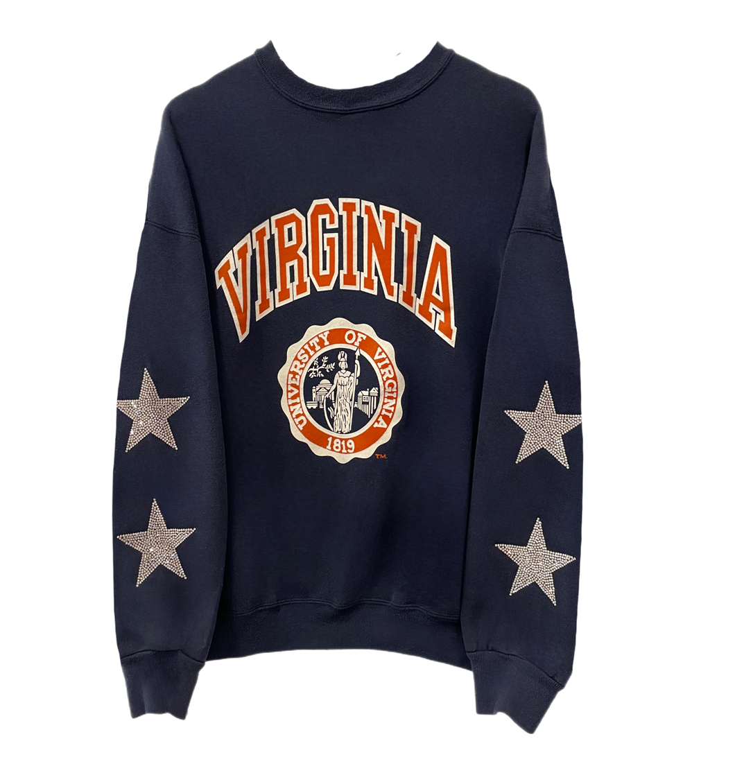 University of Virginia, UVA One of a KIND Vintage Sweatshirt with Crystal Star Design