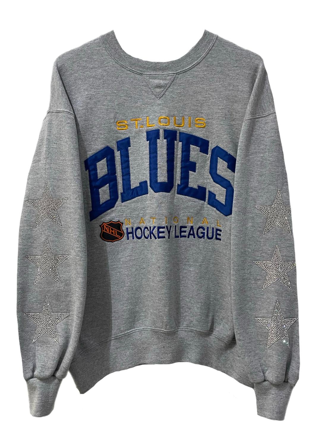 St. Louis Blues, NHL One of a KIND Vintage Sweatshirt with Three Crystal Star Design
