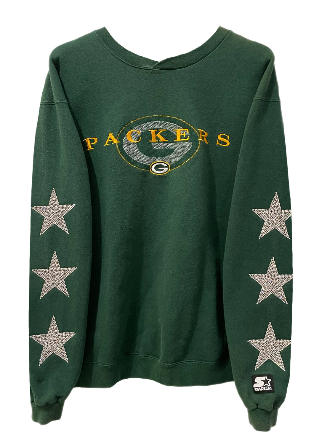 Green Bay Packers, Football One of a KIND Vintage Sweatshirt with Three Crystal Star Design