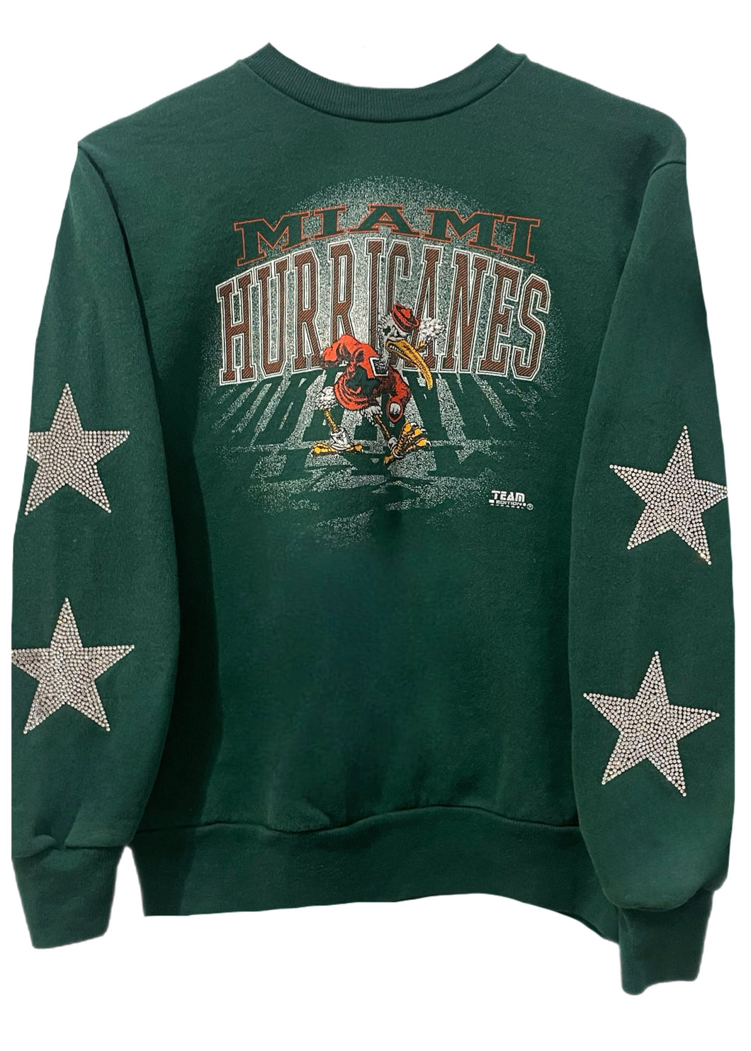 University of Miami, One of a KIND Vintage Miami Hurricanes Sweatshirt with Crystal Star Design