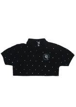 Load image into Gallery viewer, Miami Marlins, MLB One of a KIND Vintage Cropped Polo Shirt with Overall Crystal Design
