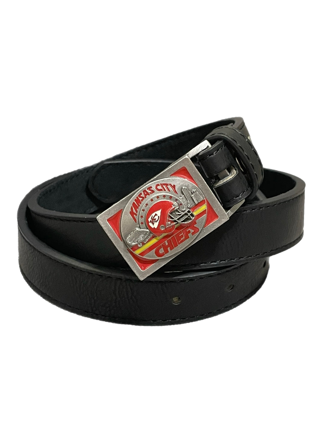 Kansas Chiefs, Football Vintage Belt Buckle with New Soft Leather Strap