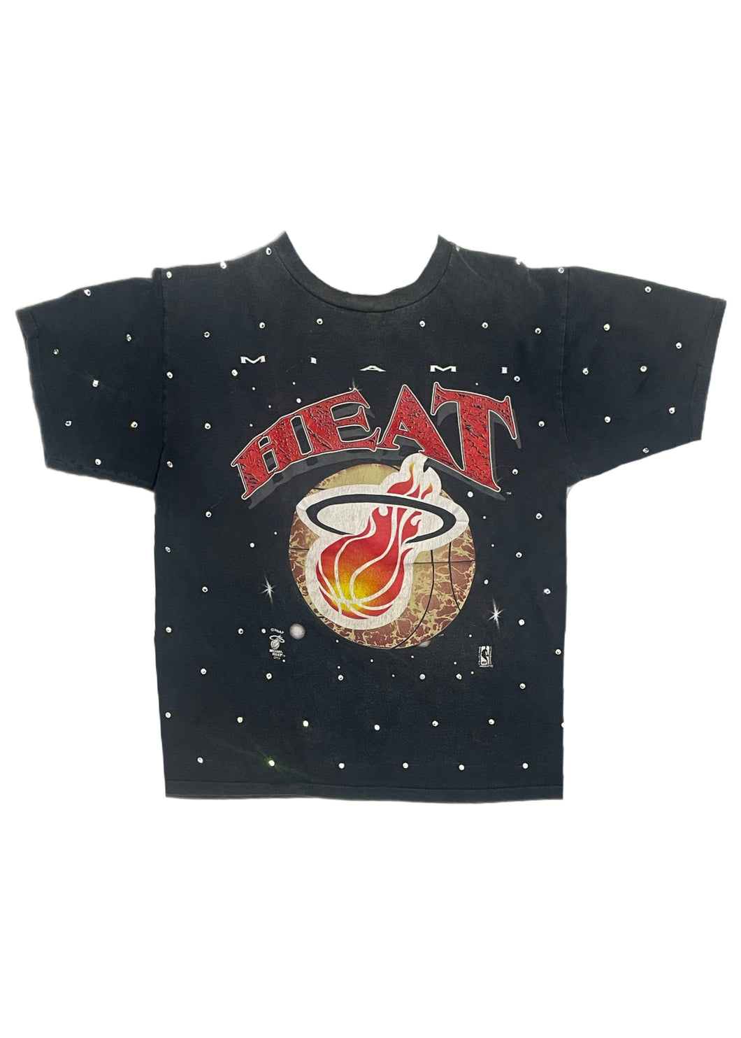 Miami Heat, NBA One of a KIND Vintage Tee with Overall Crystal Design