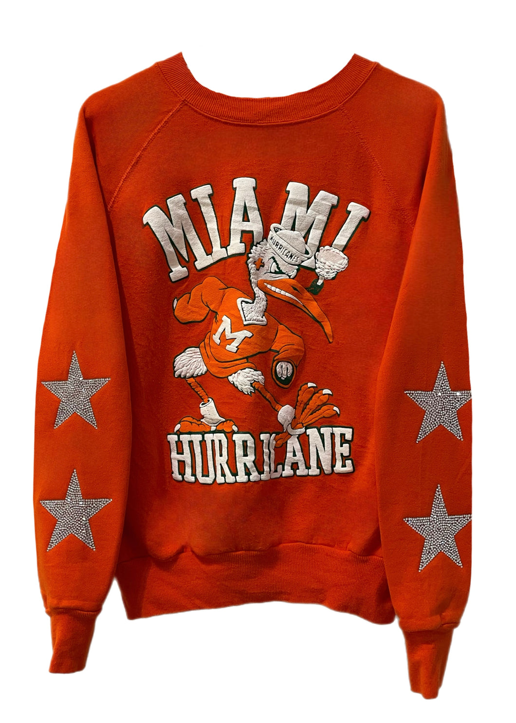 University of Miami, One of a KIND Vintage Miami Hurricanes Sweatshirt with Crystal Star Design