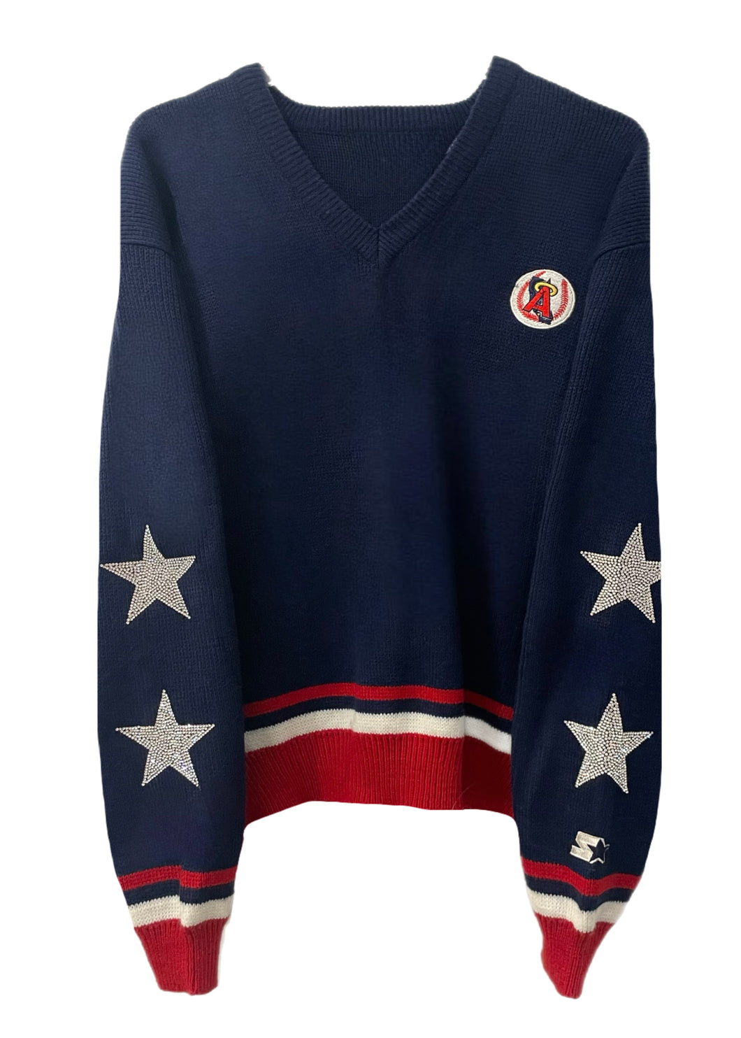 Los Angeles Angels, MLB One of a KIND Vintage Knit Sweater with Crystal Star Design