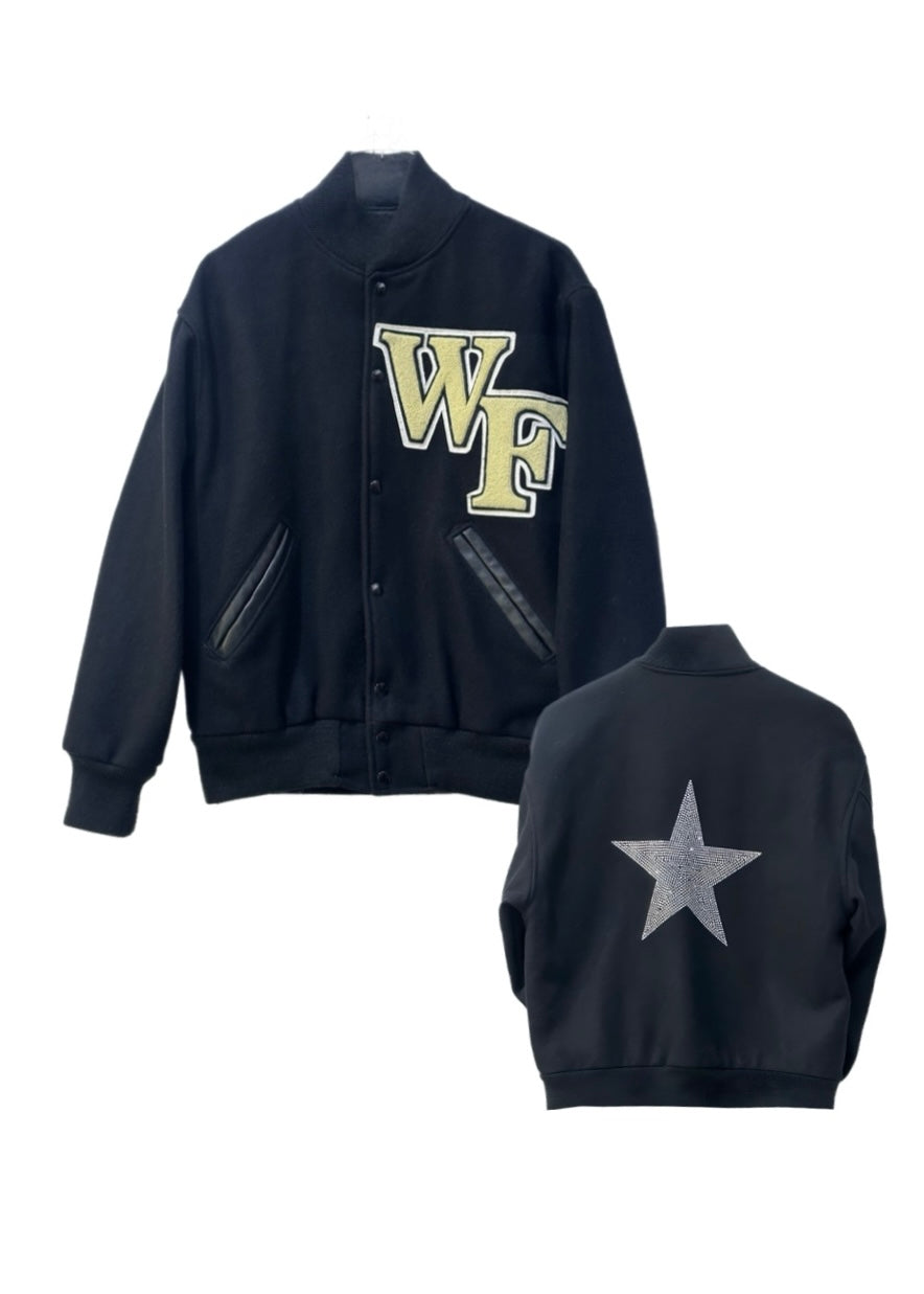 Wake Forest University, One of a KIND “Super Rare Find” Vintage Jacket with Large Crystal Star Design on the Back