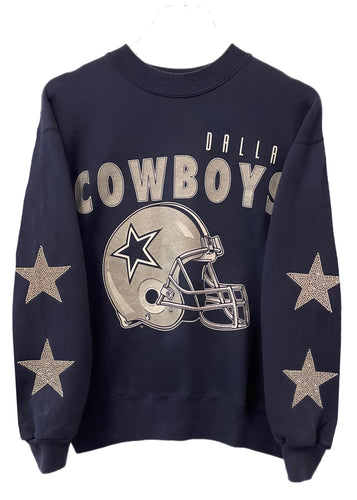 ShopCrystalRags Seattle Seahawks, NFL One of A Kind Vintage Sweatshirt with Crystal Star Design