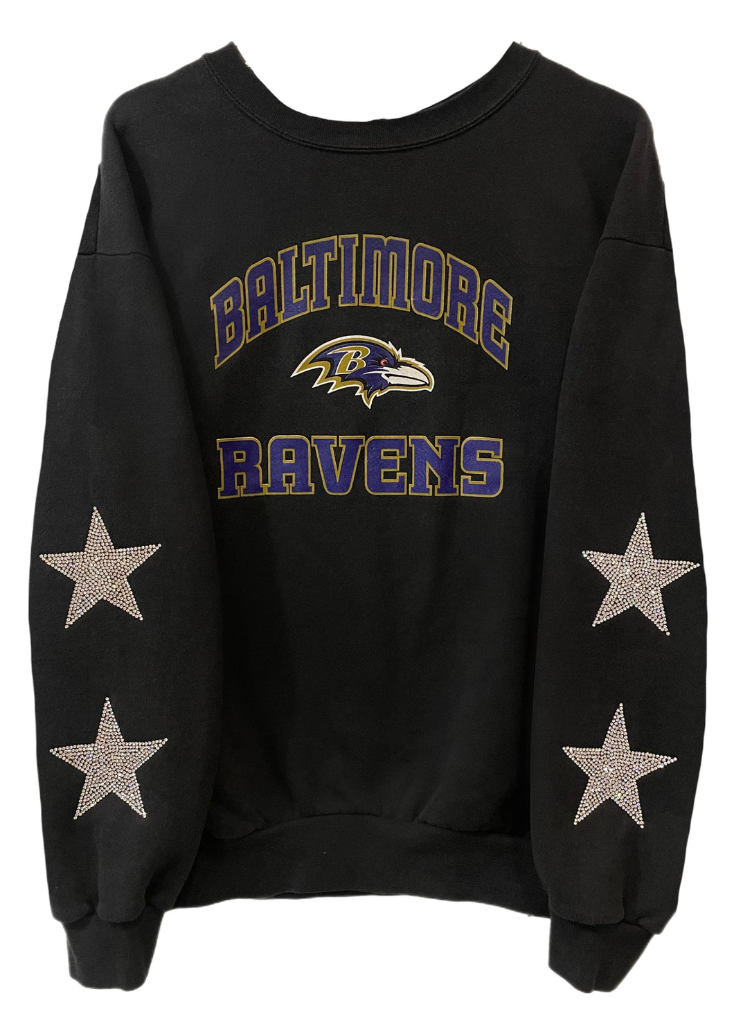 Baltimore Ravens, NFL One of a KIND Vintage Sweatshirt with Crystal Star Design