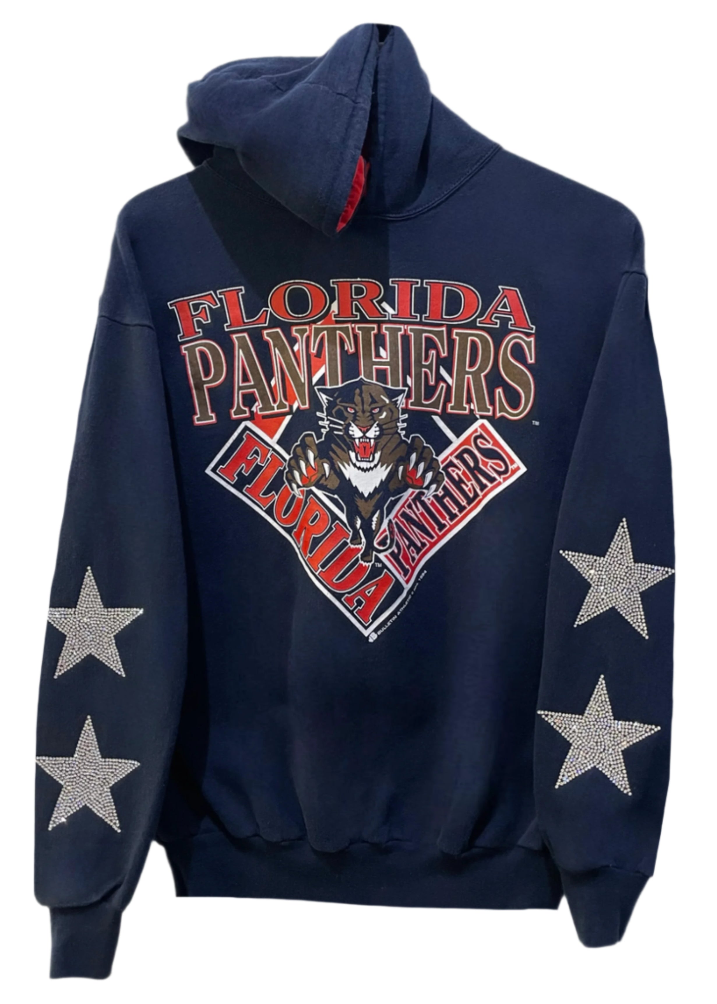 Florida Panthers NHL One of a kind vintage hoodie with crystal star design. Reworked vintage sweatshirt