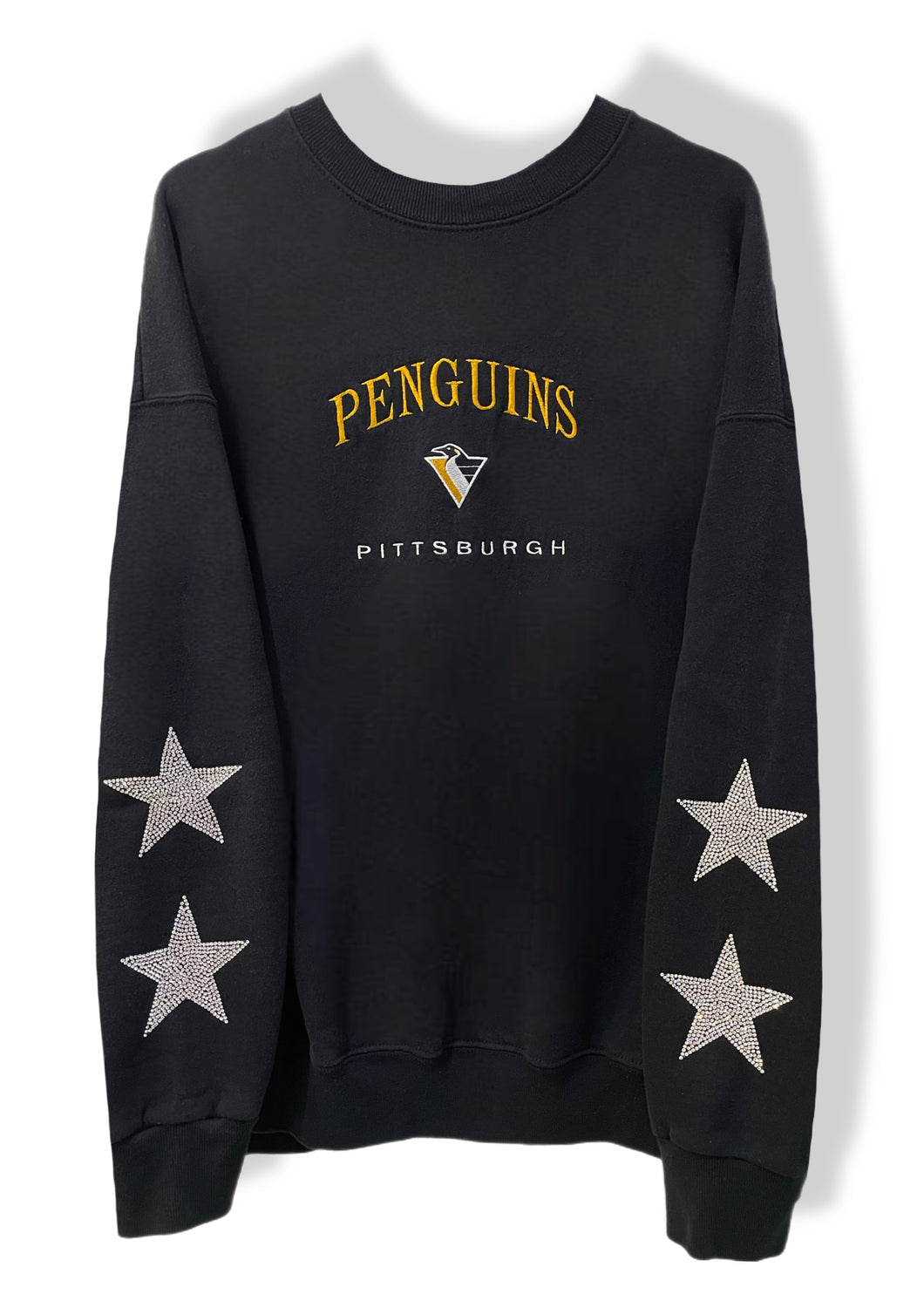 Pittsburgh Penguins, Hockey One of a KIND Vintage Sweatshirt with Crystal Star Design