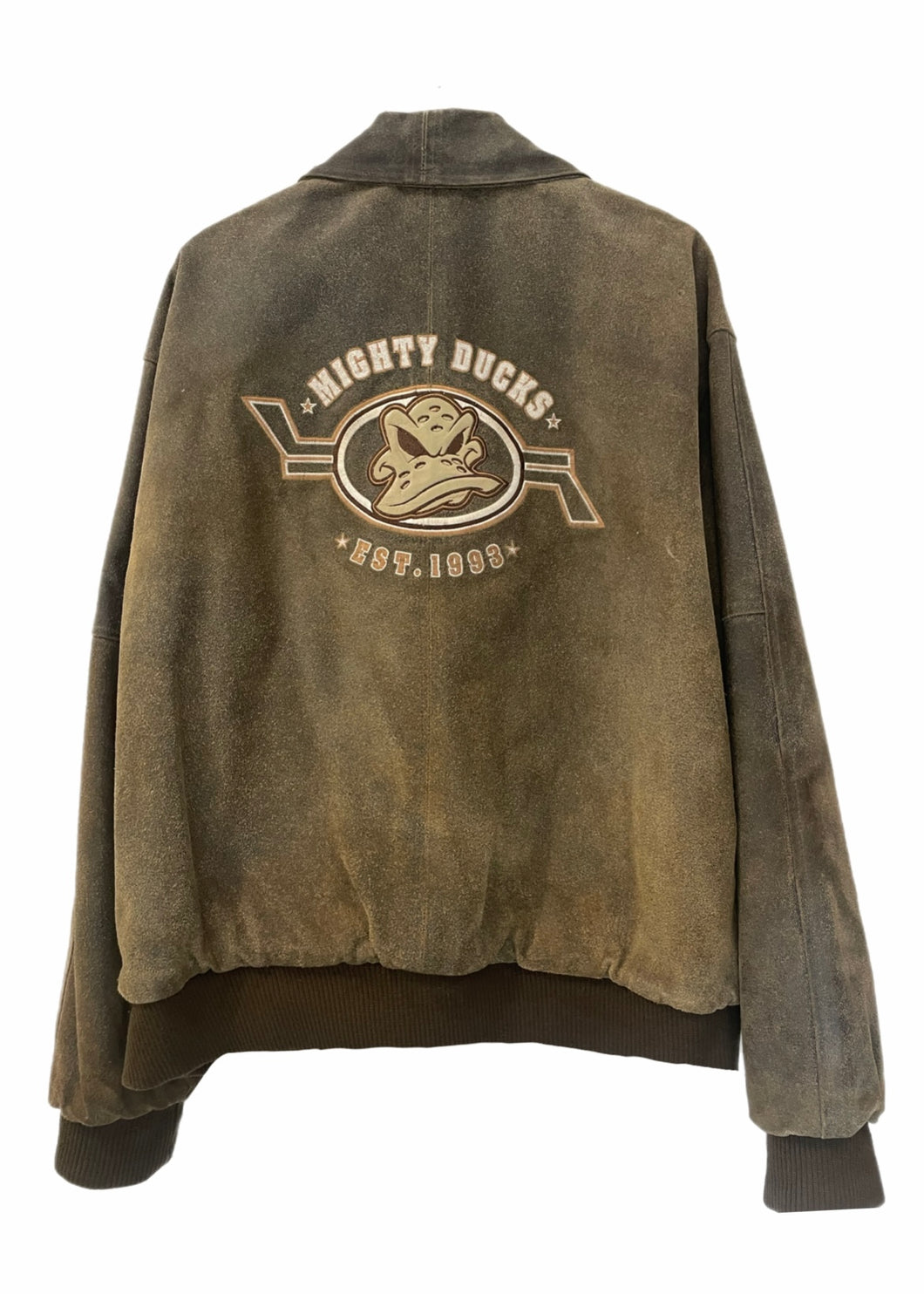 Anaheim Ducks, Hockey One of a Kind Vintage “Mighty Duck” Super Rare Find Leather Jacket