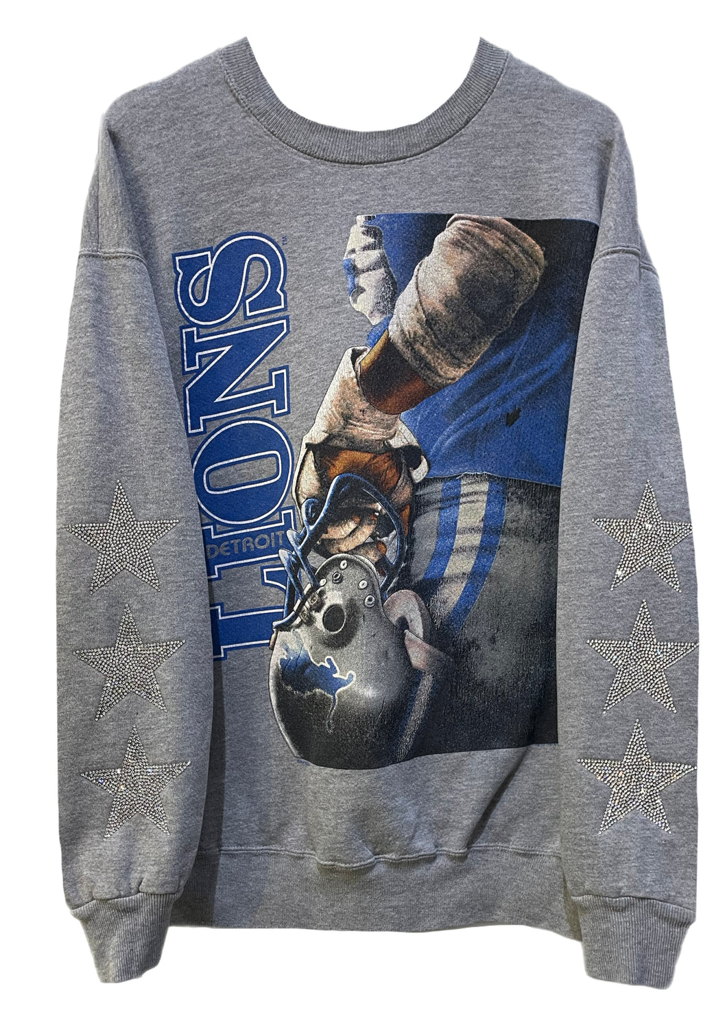 Detroit Lions, Football One of a KIND Vintage Sweatshirt with Crystal Star Design