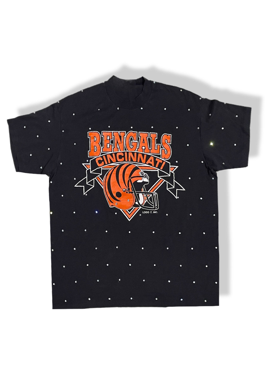 Cincinnati Bengals, Football One of a KIND Tee with All Over Crystal Design