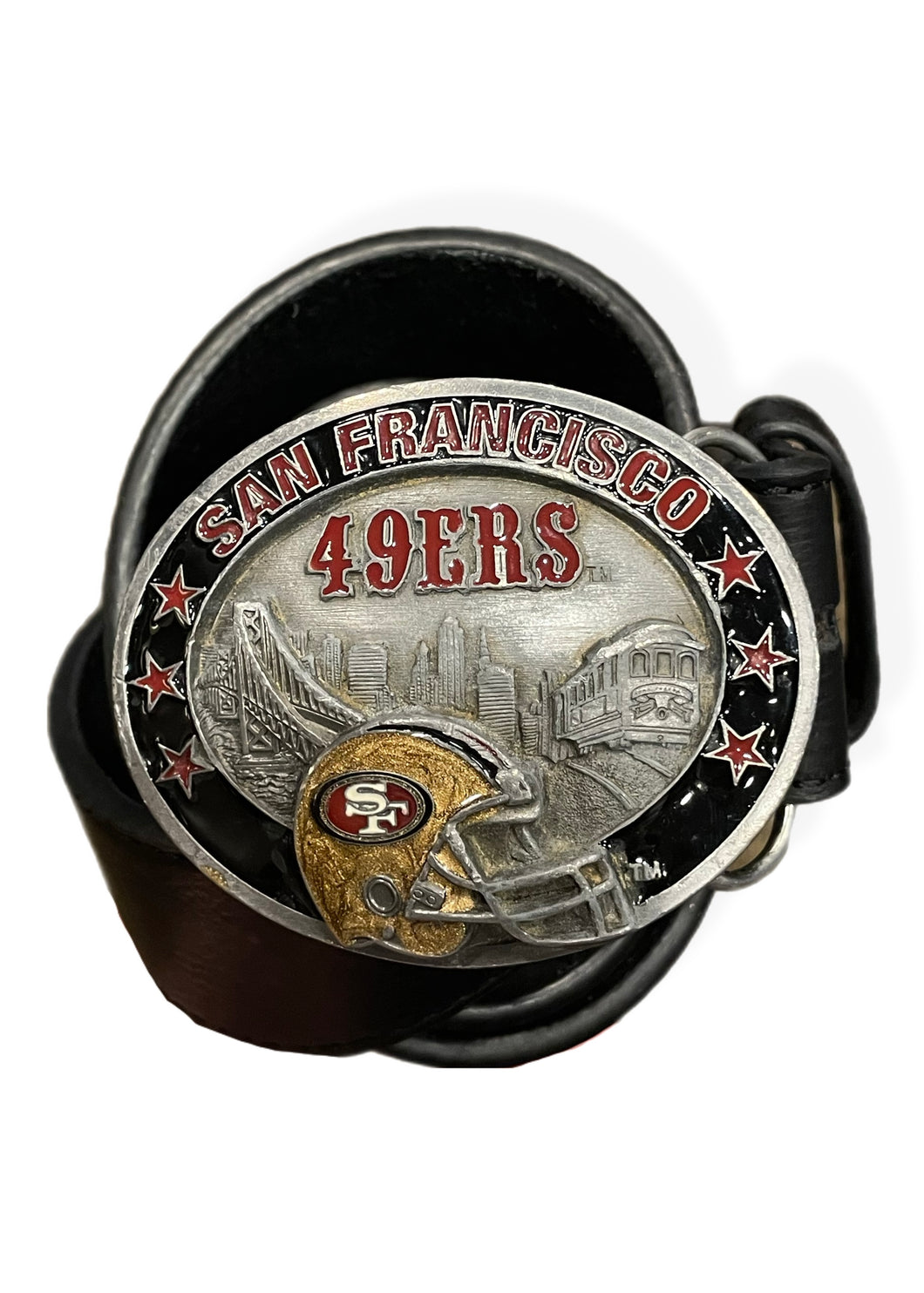 San Francisco 49ers, Football Vintage “Rare Find” Belt Buckle with New Soft Leather Strap